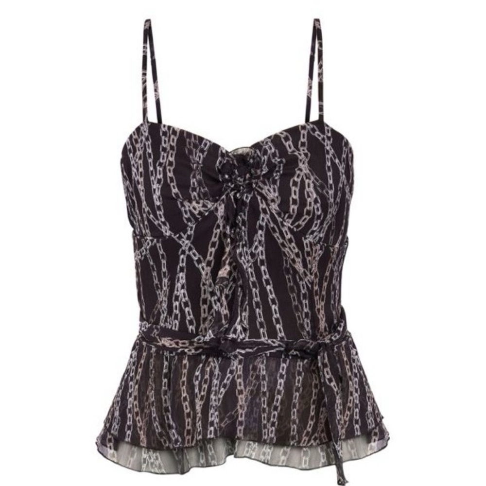 SECRET MISSION Bleeker Mavis Print Silk
Top With Silk Rosettes  $159 $349